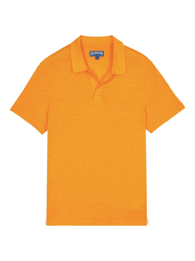 Vilebrequin Pyramid 亚麻polo衫 In Orange