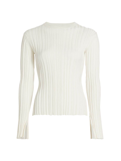 Loulou Studio Evie Silk Ribbed Top In Rice Ivory