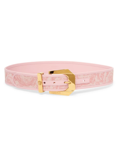 Versace Women's Barocco Jacquard Belt In English Rose