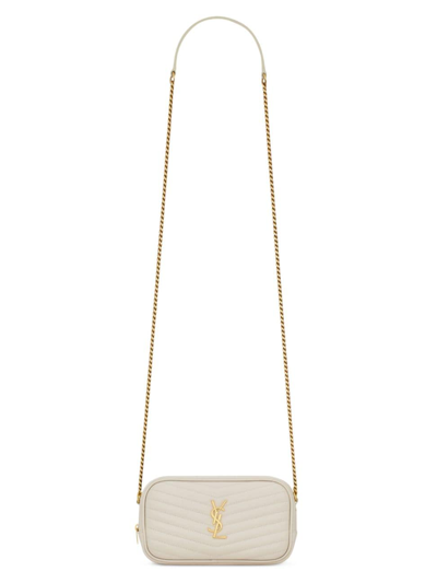 Saint Laurent Gaby Quilted Leather Phone Case In Cream