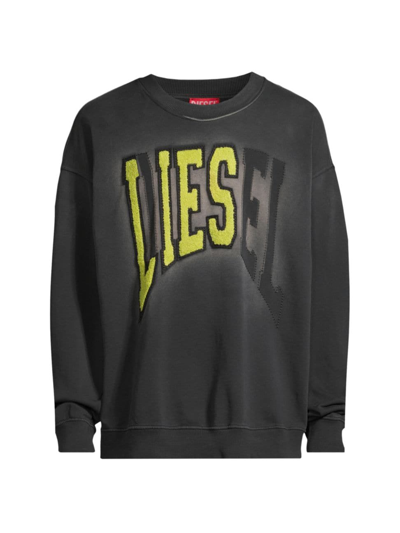 Diesel Men's Logo Cotton Relaxed-fit Sweatshirt In Black