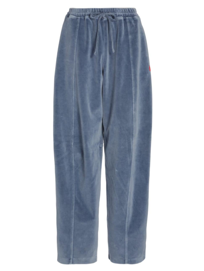 Alexander Wang T Women's Articulated Velvet Track Pants In Washed Bluestone