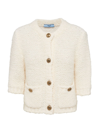 Prada Boucle Elbow-sleeve Cardigan In Off White