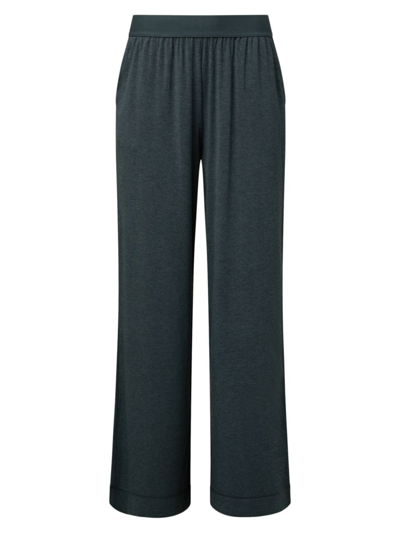 Weworewhat Women's Heathered Jersey Wide-leg Trousers In Heather Navy