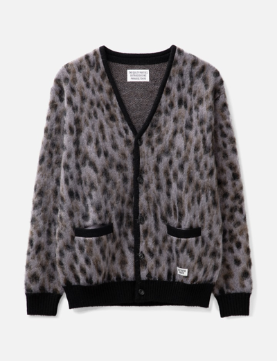 Wacko Maria Off-white Leopard Cardigan In Purple