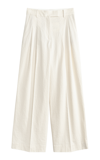 BY MALENE BIRGER TEXTURED COTTON PLEATED WIDE-LEG TROUSERS