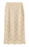 By Malene Birger Cantala Straight Side-slit Crochet Midi Skirt In Off-white