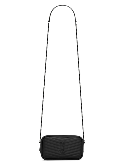 Saint Laurent Mini Lou Quilted Crossbody Bag In Black