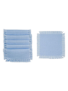 Tina Chen Designs Hand-knotted Fringe Cocktail Napkin 6-piece Set In Ice Blue