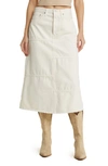 Re/done Seamed Denim Midi Skirt In Vintage White