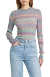 Shop Re/done Poor Boy Washable Wool Rib Sweater In Spirulina Combo