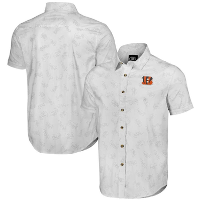 Nfl X Darius Rucker Collection By Fanatics White Cincinnati Bengals Woven Short Sleeve Button Up Shi