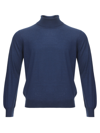 GRAN SASSO BLUE CASHMERE AND SILK TURTLENECK SWEATER