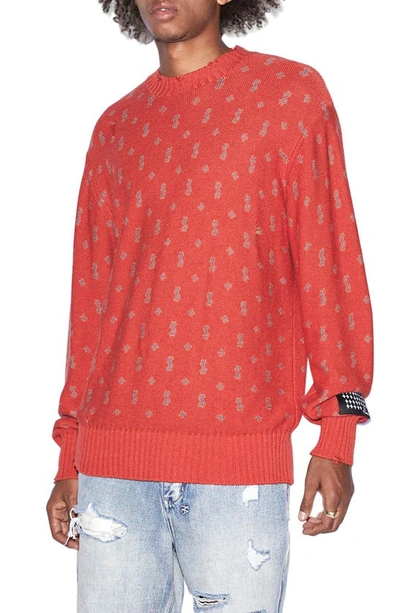 Ksubi Allstar Knit Torch Distressed Crewneck Sweater In Red