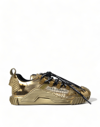 DOLCE & GABBANA METALLIC GOLD NS1 LOW TOP SNEAKERS SHOES