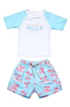 Snapper Rock Kids' Lighthouse Island Two-piece Rashguard Swimsuit In Blue