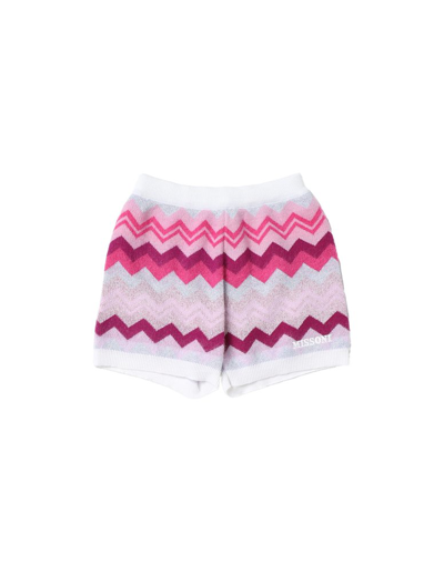 Missoni Kids' Zigzag Woven Slip-on Shorts In Pink