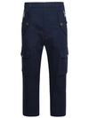 Balmain Cargo Cotton Cropped Trousers In Blue
