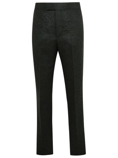 Thom Browne Green Wool Trousers In Black