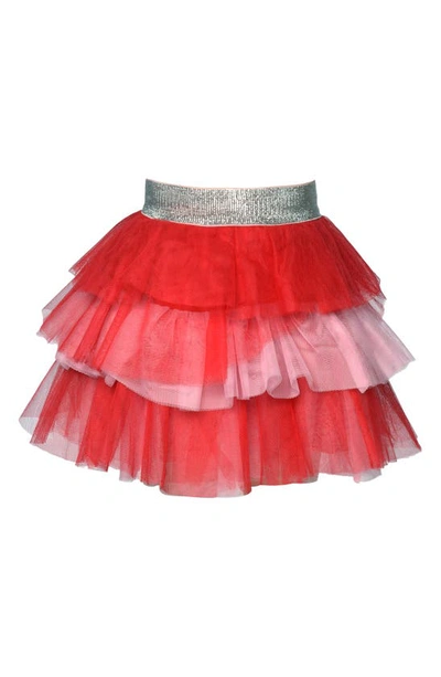 Truly Me Kids' Tiered Colorblock Tulle Skirt In Red Multi