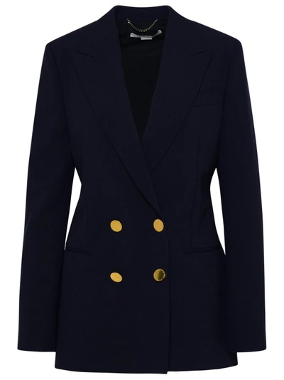 Stella Mccartney Blue Wool Blend Blazer Jacket In Navy