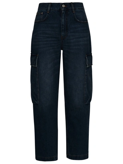 Stella Mccartney Dark Washed Cargo Denims 21cm In Blue