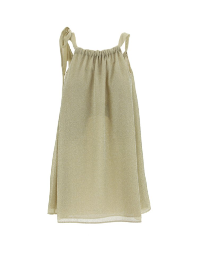 Oseree Oséree Kids Metallic Strapped Dress In Gold