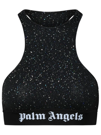 PALM ANGELS SOIRE TOP IN BLACK VISCOSE BLEND