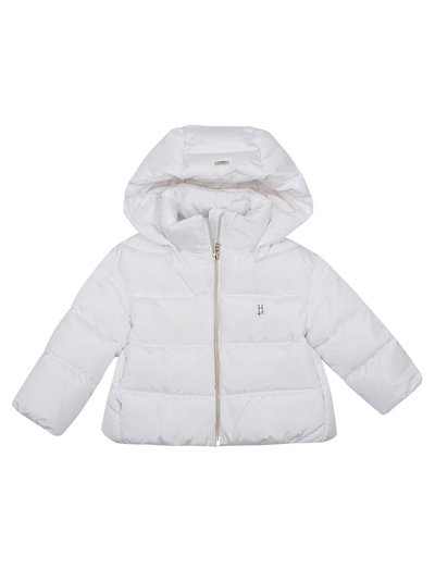 Herno Kids' Down Jacket With Logo In Bianco