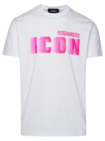 Dsquared2 White Cotton T-shirt In Bianco/rosa