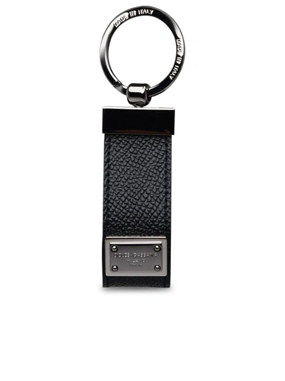 DOLCE & GABBANA BLACK LEATHER DAUPHINE KEYRING