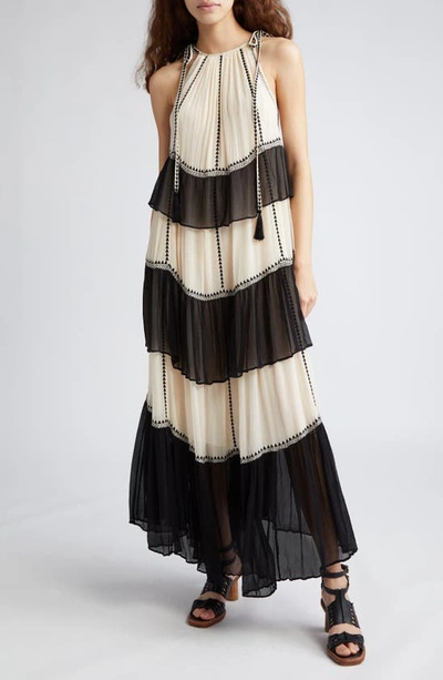 Ulla Johnson Delilah Tiered Silk-crepon Maxi Dress In Bianco