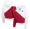 Dkny Sport White/cardinal Arizona Cardinals Bobbi Color Blocked Pullover Hoodie In White