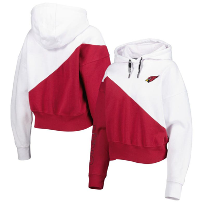 Dkny Sport White/cardinal Arizona Cardinals Bobbi Color Blocked Pullover Hoodie