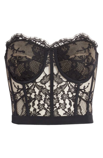 Alexander Mcqueen Strapless Lace Bustier Top In Black