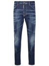 Dsquared2 Five Pocket Stretch Denim Trousers With Localized Wear Washing In Blue