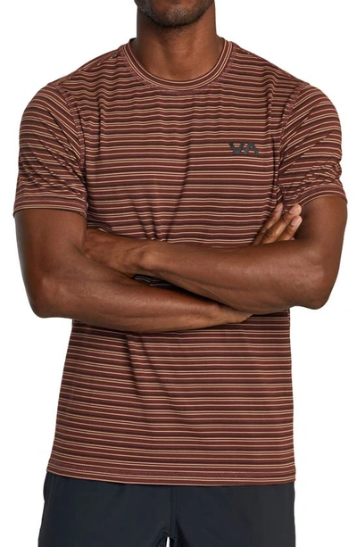 Rvca Sport Vent Stripe Performance Graphic T-shirt In Burgundy