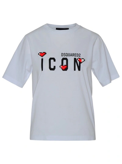 Dsquared2 Icon心形logo印花平纹针织t恤 In White