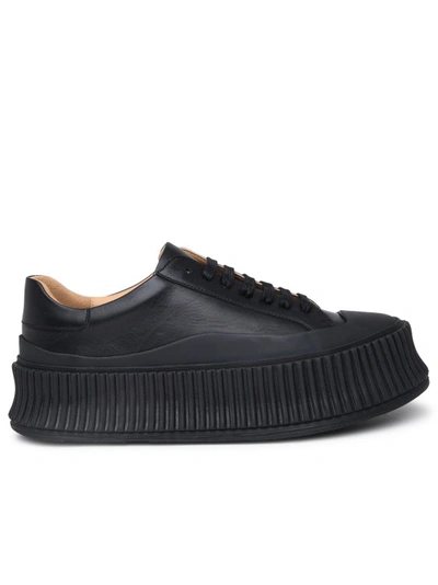 Jil Sander Trainer In Pelle Nera In Black