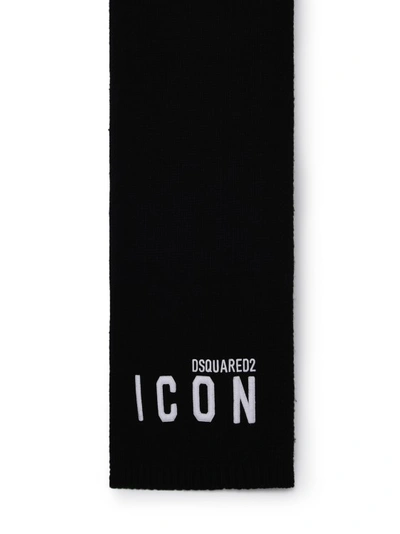 Dsquared2 Black Be Icon Scarf In Nero