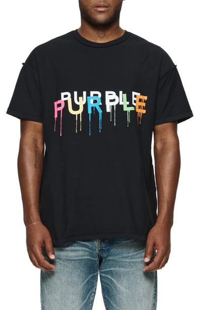 Purple Brand Textured Inside Out Logo Graphic T-shirt In Black