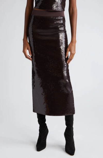 A.l.c Joan Pull-on Sequin Midi Skirt In Dark Brown