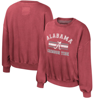 Colosseum Crimson Alabama Crimson Tide Audrey Washed Pullover Sweatshirt
