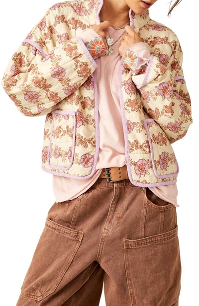 Free People Women's Chloe Floral Cotton-blend Jacket In Cream