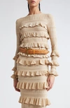 ZIMMERMANN MATCHMAKER RUFFLE METALLIC POINTELLE SWEATER