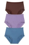 Natori 3-pack Cotton Full Briefs In Blue/ Purple/ Java