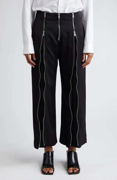Jil Sander Zip Detail Cropped Trousers In Black