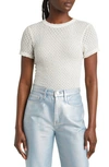 Frame Textured Semisheer Mesh T-shirt In Off White