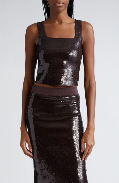 A.l.c Victoria Cropped Sequin Tank Top In Brown