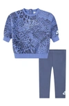 Nike Babies' Home Swoosh Home Sweatshirt & Leggings Set In Diffused Blue